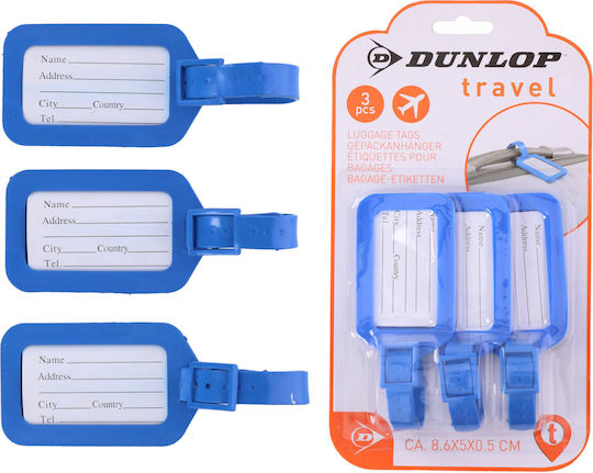 Dunlop Set of Labels Tags 3 Pieces for Luggage and Suitcases, 5x8.6x0.5cm