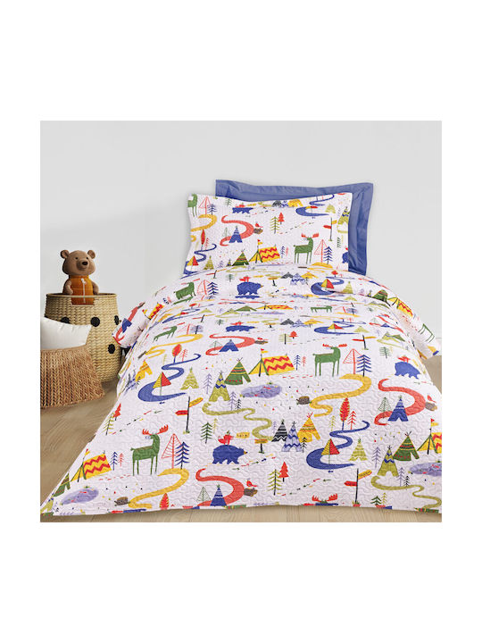 Das Home Kids Quilt Single Blue Green White 160x240cm