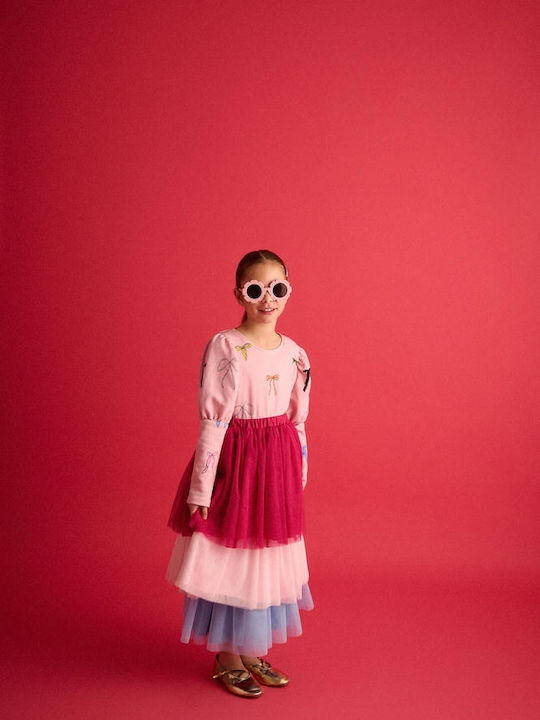 Kids' Tulle Tutu Skirt Floral Light Blue