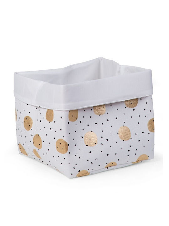 Childhome Παιδικό Καλάθι Αποθήκευσης από Ύφασμα Canvas Gold Dots Λευκό 32x32x29cm