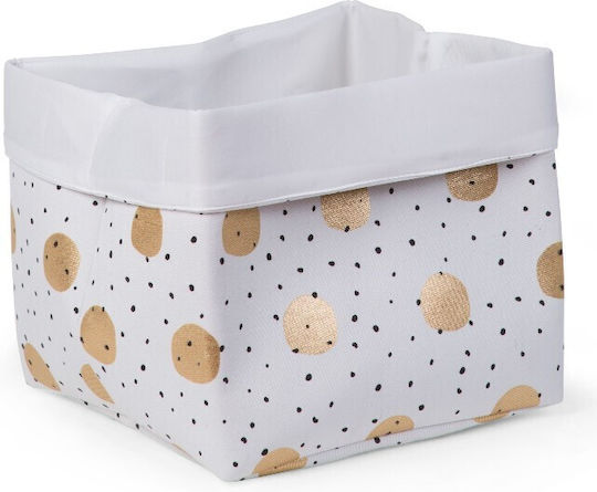 Childhome Παιδικό Καλάθι Αποθήκευσης από Ύφασμα Canvas Gold Dots Λευκό 32x32x29cm