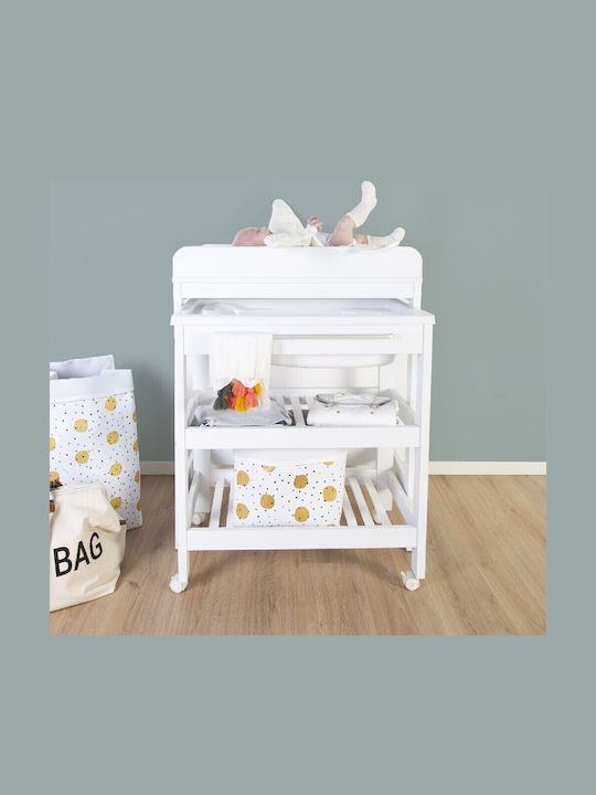 Childhome Παιδικό Καλάθι Αποθήκευσης από Ύφασμα Canvas Gold Dots Λευκό 32x32x29cm