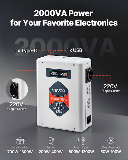 Vevor DXDYZHQSY220W0SFC001V7 Voltage Converter DC/DC 110V to 110V