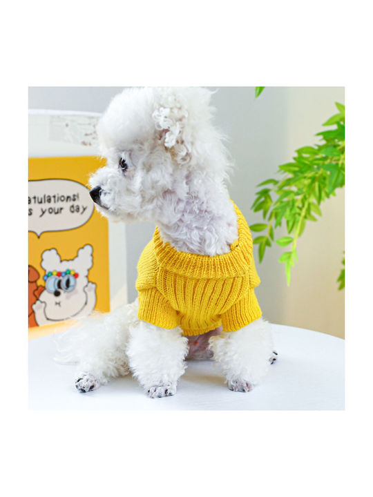 Full Body Dog Clothing Dinosaur Sweater in Yellow Color 35cm