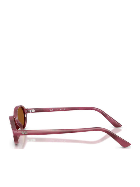 Ray Ban Unisex Sunglasses with Pink Horn-Rimmed Frame and Brown Lens RB4472 685773