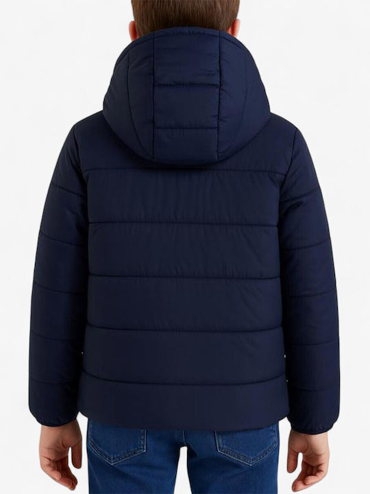 Geacă Padded Sport Pentru Copii Lungă Cu Glugă Albastră