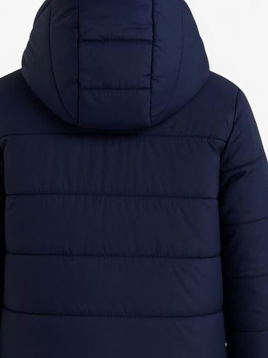 Geacă Padded Sport Pentru Copii Lungă Cu Glugă Albastră