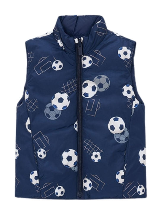 Kids Casual Sleeveless Short Double Sided Navy Blue Jacket