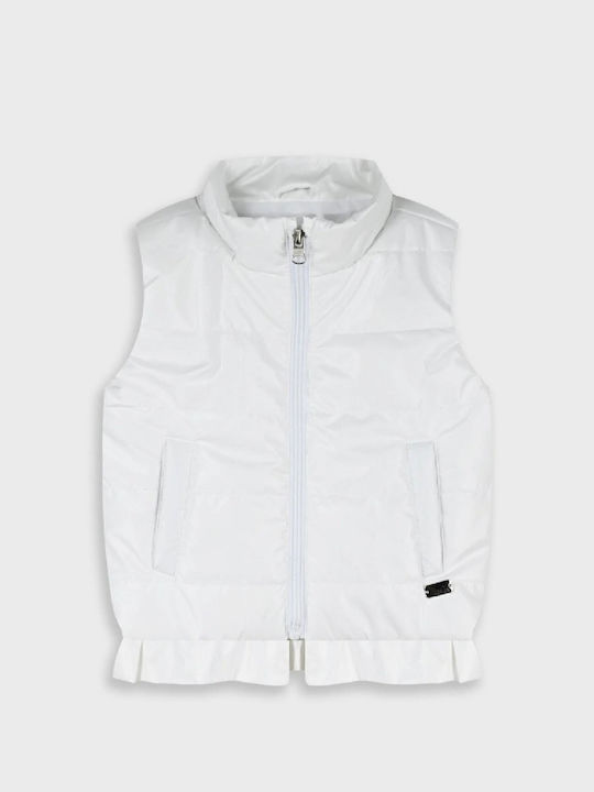 Kids Casual Sleeveless Short Jacket White