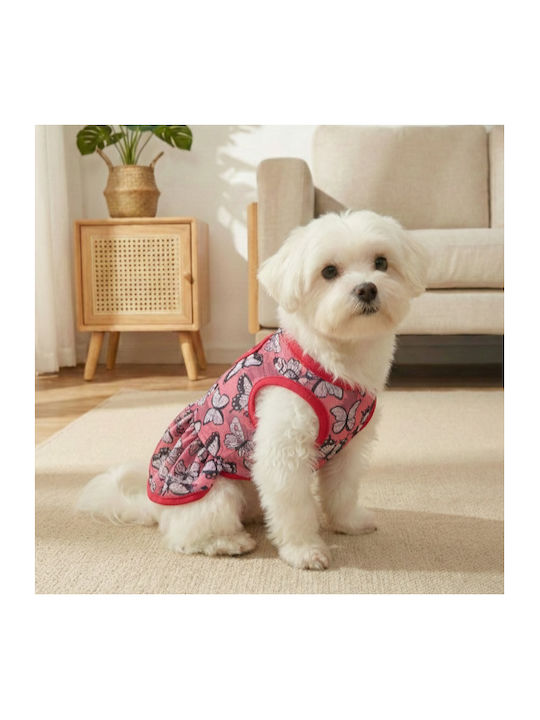 Bonnie Small Pink Dog Dress with Butterflies and Ruffles