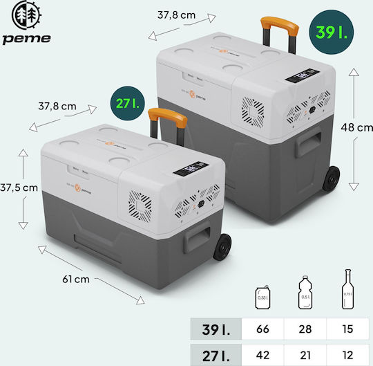 Peme Expedition 40 Φορητό Ψυγείο 39lt 12V / 24V Γκρι