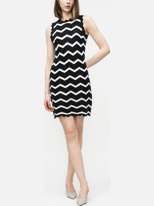 Summer Mini Knitted Dress Blk/Ivo/Teak