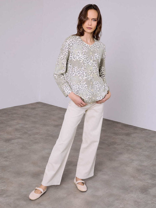Celestino Cardigan Pentru Femei Strass Animal Print Gri