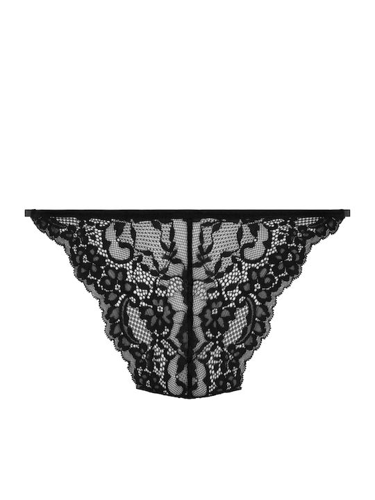 Kaiden Hohe Taille Damen-Slip Brasil mit Spitze Schwarz