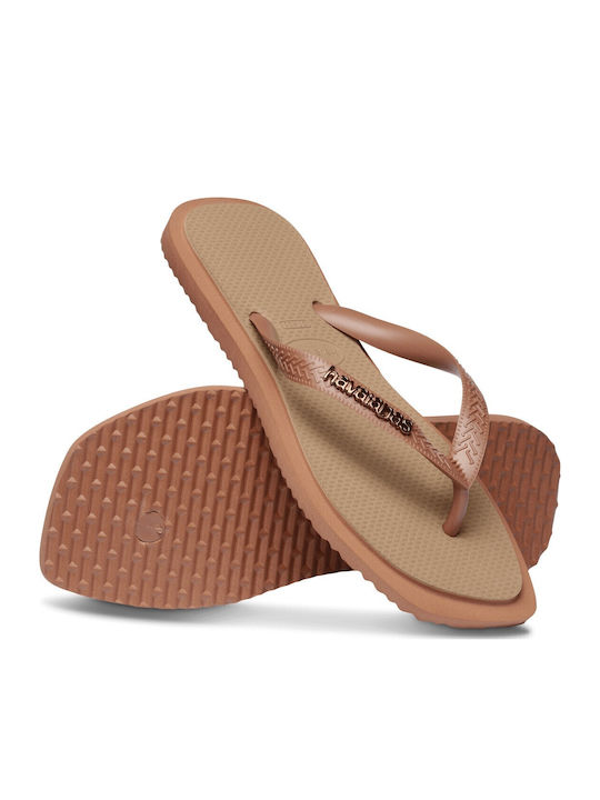 Top Square Flip Flops in Beige Colour