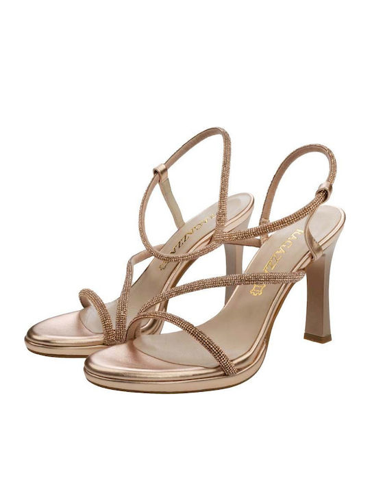 Leather Sandals with Strass Copper/Xalco