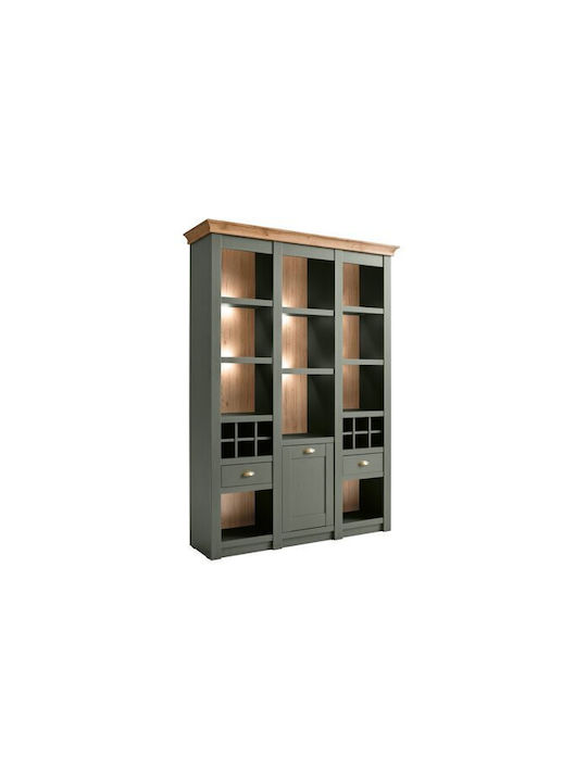 Bibliothek Lirvela 108 Grün, Eiche Wotan 147x45x207cm