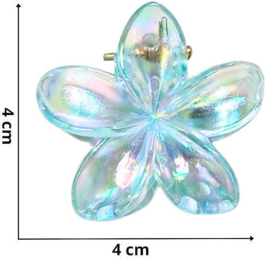 Mini Haarspangen Blau Glänzendes Blumenform 525749-4-blau