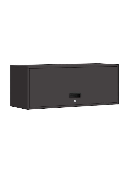 Wall Living Room Display Cabinet Made of Metal Black 90x33x35cm