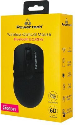 Powertech PT-1543 Безжична Ергономична Bluetooth Мишка Черна