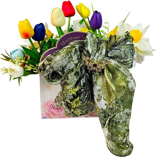 Aranjament Floral Ziua Mamei Lalele Narcise Artizanale Eșarfă Elegantă Brosă Fluture Aranjament Floral Ziua Mamei Lalele Narcise Artizanale Eșarfă Elegantă Brosă Fluture