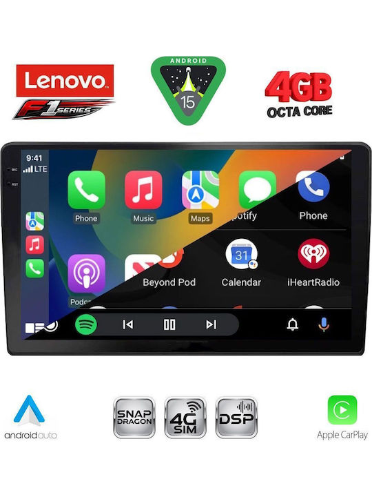 Lenovo Car Audio System for Audi A4 2008-2015 (Bluetooth/USB/WiFi/GPS/Apple CarPlay/Android Auto) with 10" Touch Screen