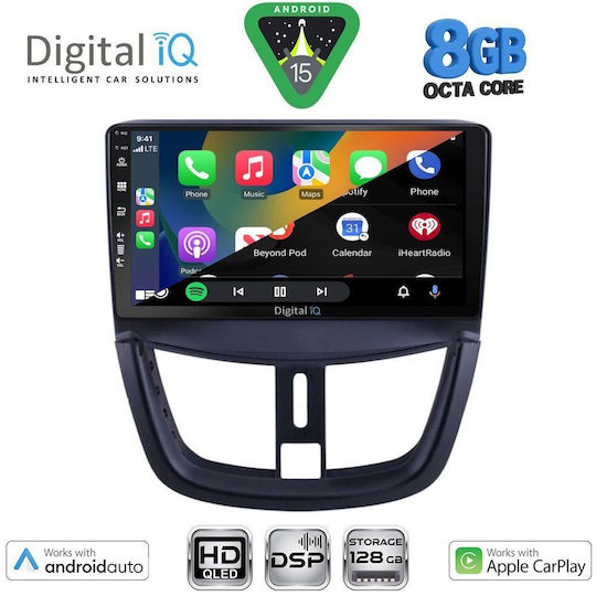 Digital IQ Ηχοσύστημα Αυτοκινήτου για Peugeot 207 2007-2014 (Bluetooth/USB/WiFi/GPS/Apple-Carplay/Android-Auto) με Οθόνη Αφής 9"