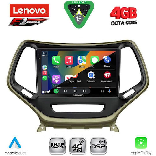 Lenovo Ηχοσύστημα Αυτοκινήτου για Jeep Cherokee 2014 (Bluetooth/USB/WiFi/GPS/Apple-Carplay/Android-Auto) με Οθόνη Αφής 10"