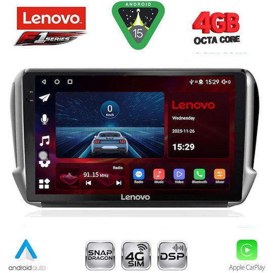 Lenovo Car Audio System for Peugeot 2008 2012-2021 Bluetooth USB WiFi GPS Apple CarPlay Android Auto with 10" Touch Screen