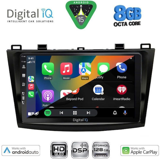 Digital IQ Ηχοσύστημα Αυτοκινήτου για Mazda 3 2009-2014 (Bluetooth/USB/WiFi/GPS/Apple-Carplay/Android-Auto) με Οθόνη Αφής 9"