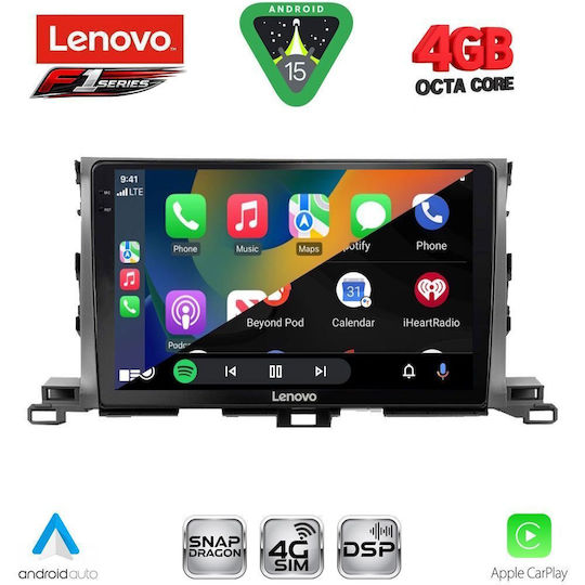 Lenovo Ηχοσύστημα Αυτοκινήτου για Toyota Highlander 2014-2019 (Bluetooth/USB/WiFi/GPS/Apple-Carplay/Android-Auto) με Οθόνη Αφής 10"