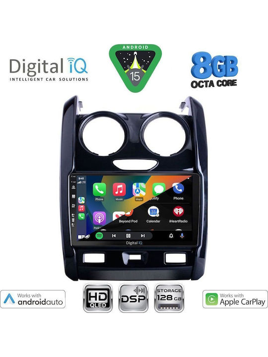 Digital IQ Car Audio System for Dacia Duster 2012-2019 Bluetooth USB WiFi GPS Apple CarPlay Android Auto with 9" Touch Screen