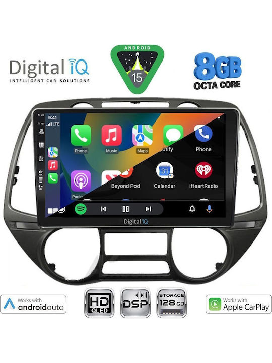 Digital IQ Auto-Audiosystem für Hyundai i20 2008-2013 Bluetooth USB Eingebautes Wi-Fi GPS Apple CarPlay Android Auto mit 9 Zoll Touchscreen