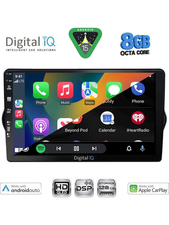 Digital IQ Car Audio System for Fiat Tipo 2015-2023 Bluetooth USB WiFi GPS Apple CarPlay Android Auto with 9" Touch Screen