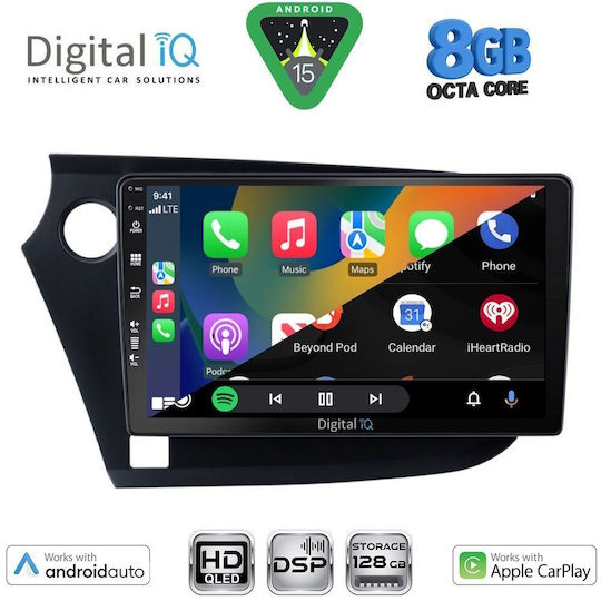 Digital IQ Car Audio System for Honda Insight 2009-2014 (Bluetooth/USB/WiFi/GPS/Apple CarPlay/Android Auto) with 9" Touch Screen