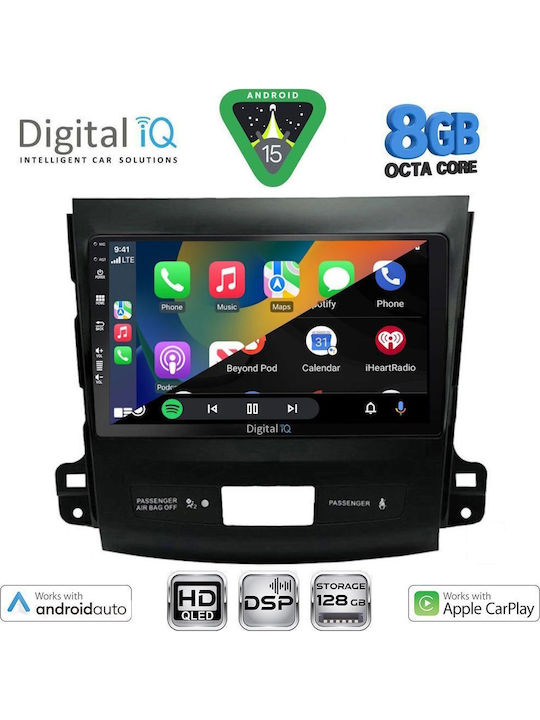 Digital IQ Car Audio System for Peugeot 4007 Mitsubishi Outlander Citroen C-Crosser 2006-2012 Bluetooth USB WiFi GPS Apple CarPlay Android Auto with 9" Touch Screen