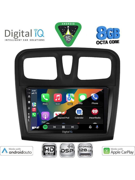Digital IQ Car Audio System for Dacia Logan / Sandero 2012-2019 (Bluetooth/USB/WiFi/GPS/Apple CarPlay/Android Auto) with 9" Touch Screen
