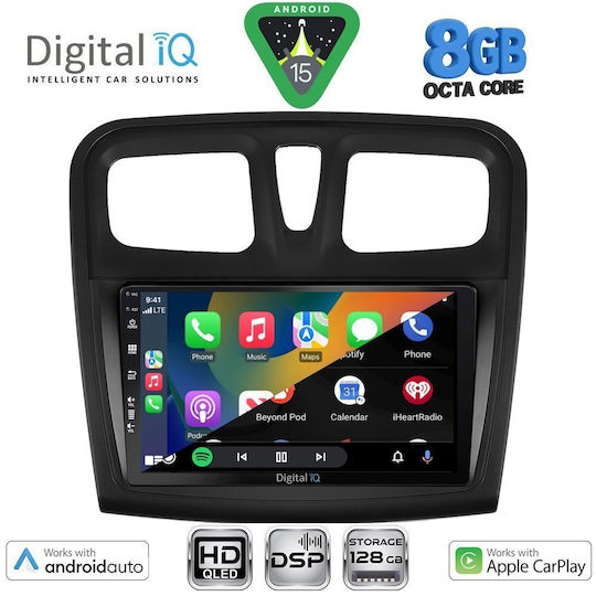 Digital IQ Ηχοσύστημα Αυτοκινήτου για Dacia Logan / Sandero 2012-2019 (Bluetooth/USB/WiFi/GPS/Apple-Carplay/Android-Auto) με Οθόνη Αφής 9"