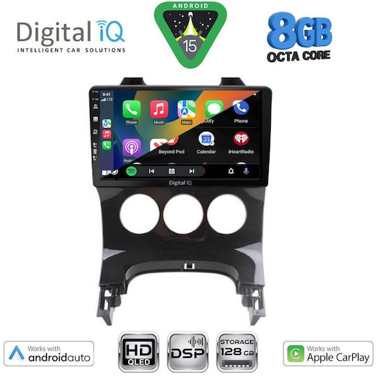 Digital IQ Car Audio System for Peugeot 3008 2008-2016 with A/C Bluetooth USB Wi-Fi GPS Apple CarPlay Android Auto 9-Inch Touch Screen