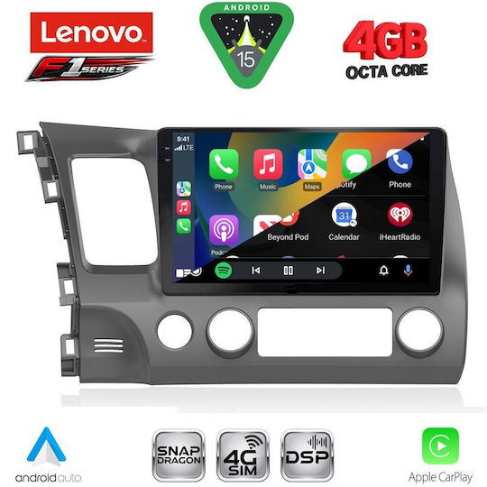 Lenovo Car Audio System for Honda Civic 2006-2012 Bluetooth USB WiFi GPS Apple CarPlay Android Auto with 10" Touch Screen