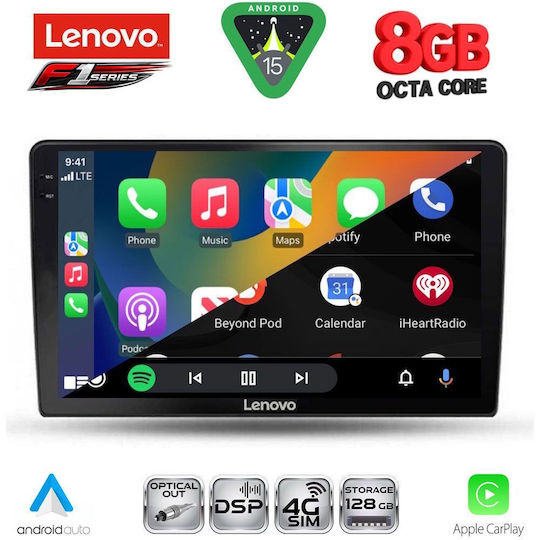 Lenovo Ηχοσύστημα Αυτοκινήτου για Toyota Auris 2007-2012 (Bluetooth/USB/WiFi/GPS/Apple-Carplay/Android-Auto) με Οθόνη Αφής 9"