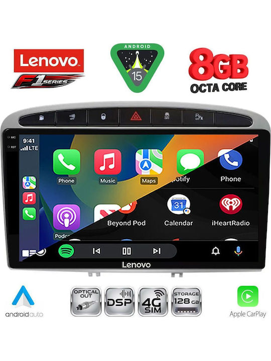Lenovo Car Audio System for Peugeot 308 / RCZ 2007-2012 Bluetooth USB Wi-Fi GPS Apple CarPlay Android Auto with 9-Inch Touch Screen