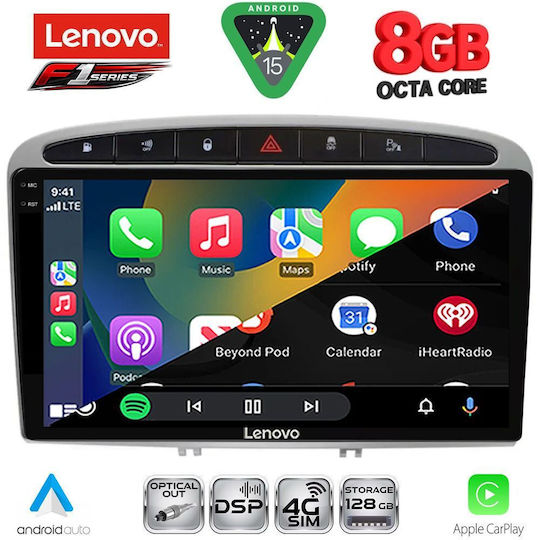 Lenovo Ηχοσύστημα Αυτοκινήτου για Peugeot 308 / RCZ 2007-2012 (Bluetooth/USB/WiFi/GPS/Apple-Carplay/Android-Auto) με Οθόνη Αφής 9"