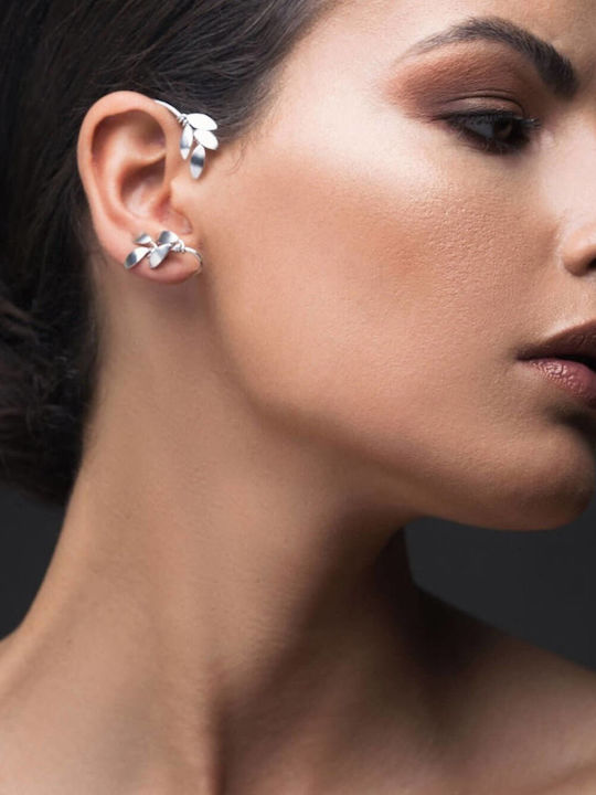Ohrring Ear Cuff Blätter Olive Versteckt Linkes Ohr Handgefertigt Rosé Vergoldet Silber 925