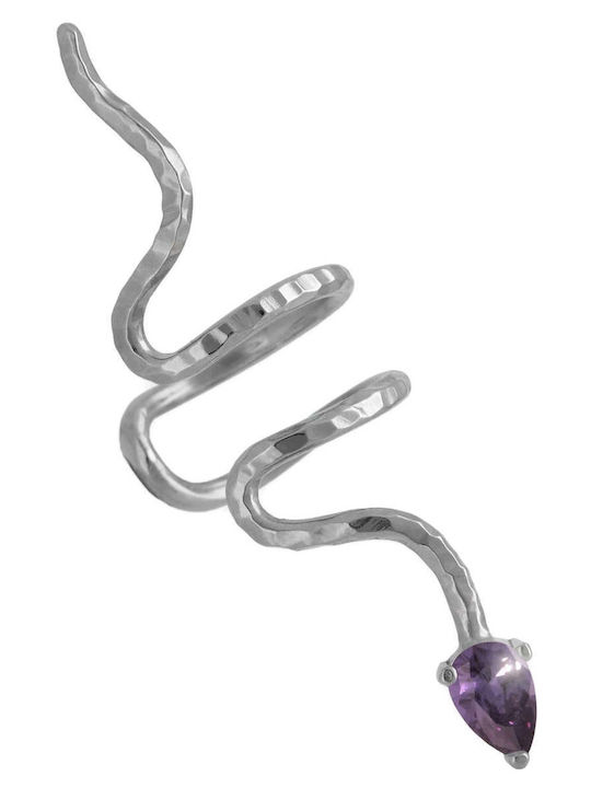 Ohrring Ear Cuff Schlange Blaues Steinen Rechtes Ohr Handgefertigt Silber 925