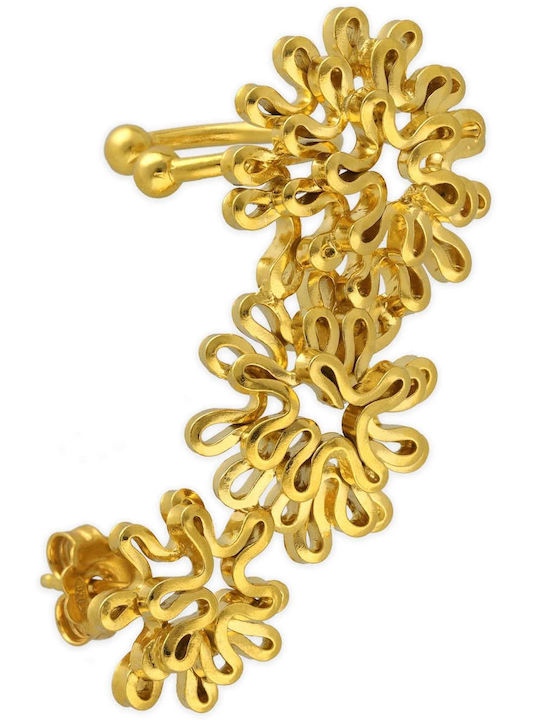 Ohrring Ear Cuff Blühende Blume Rechtses Ohr Handgefertigt Vergoldetes Silber 925