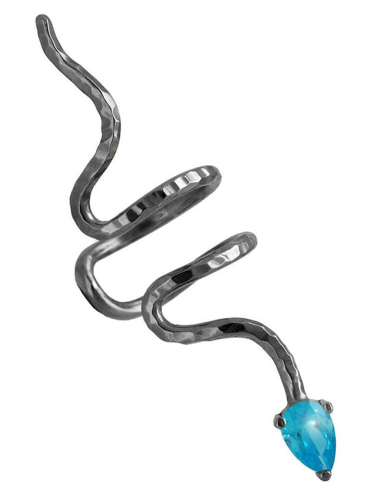 Ohrring Ear Cuff Schlange Blaues Steinen Rechtes Ohr Handgefertigt Silber 925