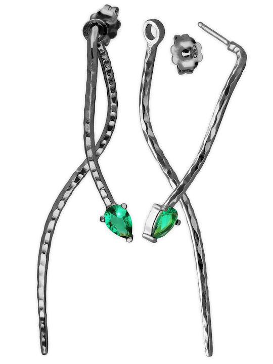 Earrings Jackets Snake Zircon Blue Stone Handmade Silver 925