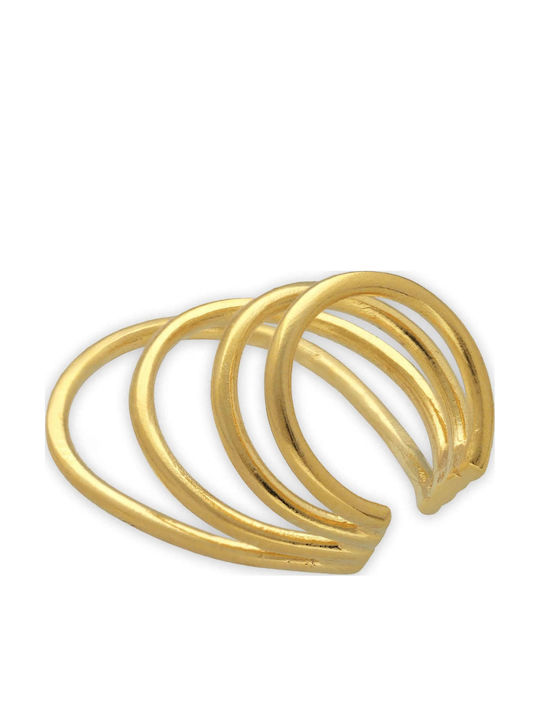 Ohrring Manschette Vier Ringe Handgefertigt Rosa Vergoldetes Silber 925