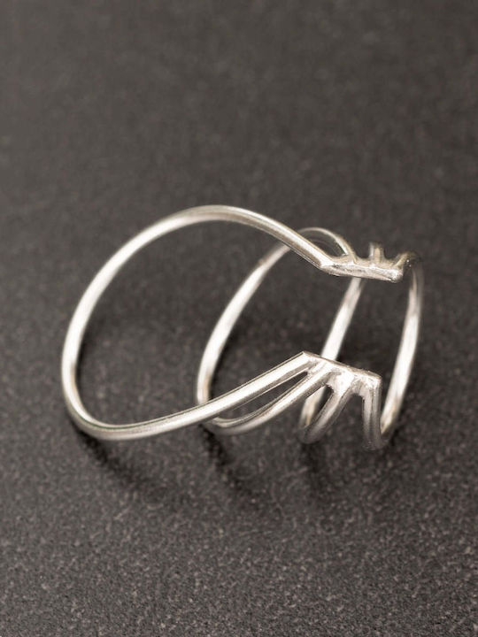Ohrring Manschette Vier Ringe Handgefertigt Rosa Vergoldetes Silber 925